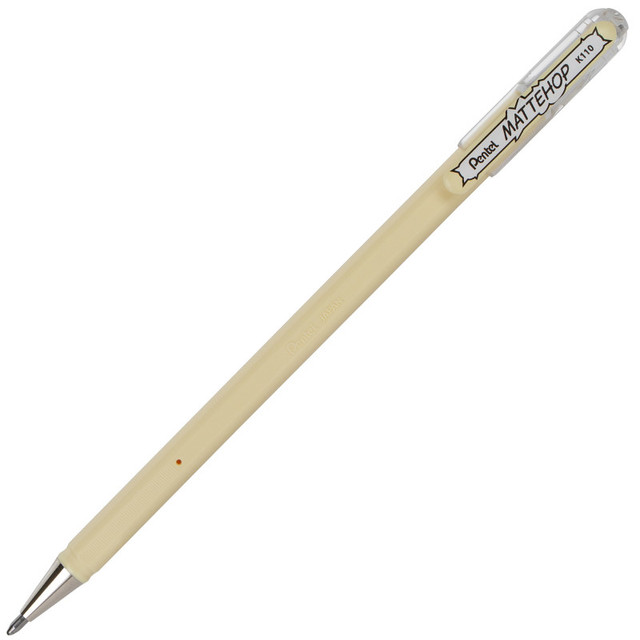 PENTEL OF AMERICA Pentel Arts Hybrid MATTEHOP Gel Roller, 1.0mm, Matte Ivory White Ink, Pack of 12