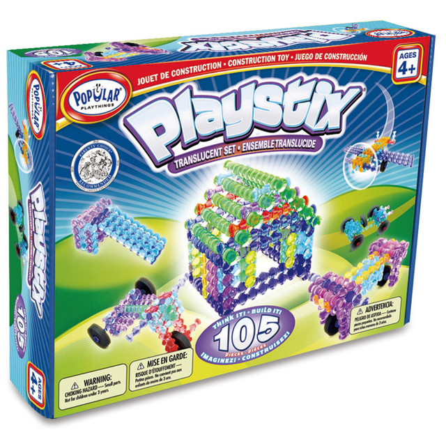 POPULAR PLAYTHINGS Popular Playthings Playstix® Set, Translucent, 105 Pieces