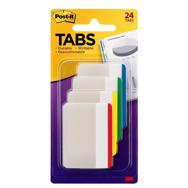 3M COMPANY Post-it® Post-it® Tabs, Assorted Primary Colors, Pack of 24