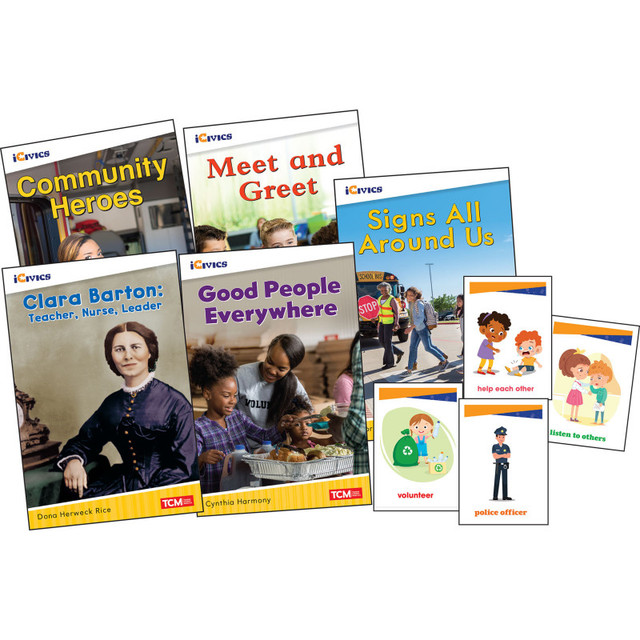 SHELL EDUCATION Teacher Created Materials iCivics Grade K: Community & Social Awareness 5-Book Set + Game Cards