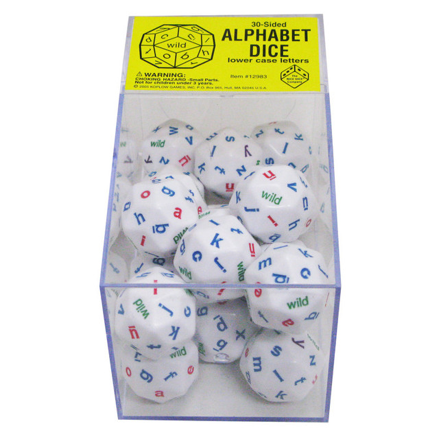 KOPLOW GAMES INC. Koplow Games 30-Sided Alphabet Dice, Lower Case Letters, Box of 20
