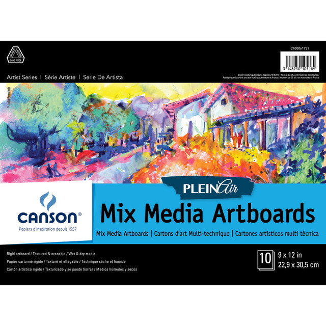 DIXON FINE ART Canson Artist Series Plein Air Mixed Media Board, Foldover Binding, 10 Sheet, 9x12 inch, 1 Count