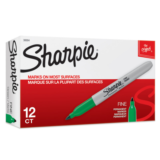NEWELL BRANDS DISTRIBUTION LLC Sharpie® Fine Point Permanent Marker, Green, Box of 12