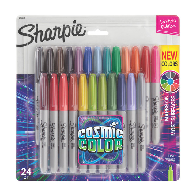 NEWELL BRANDS DISTRIBUTION LLC Sharpie® Permanent Markers, Fine Point, Cosmic Color, 24 Count