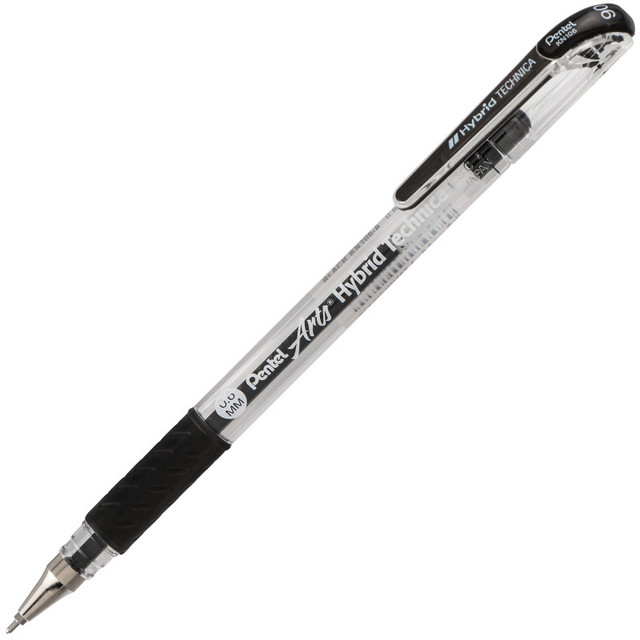 PENTEL OF AMERICA Pentel Arts Hybrid Technica (0.6mm) Gel Pen, Black Ink, Pack of 12