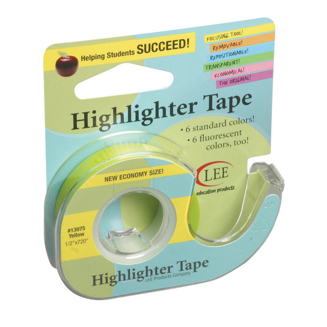 LEE PRODUCTS COMPANY Lee Products Removable Highlighter Tape, Yellow