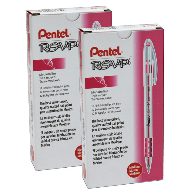 PENTEL OF AMERICA Pentel® R.S.V.P.® Ballpoint Pen, Medium Point, Pink, Pack of 24