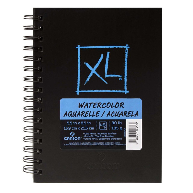 DIXON FINE ART Canson XL Series Watercolor Art Book, Midweight White Paper, Side Wire Binding, 48 Sheet, 5.5X8.5 inch, 1 Count