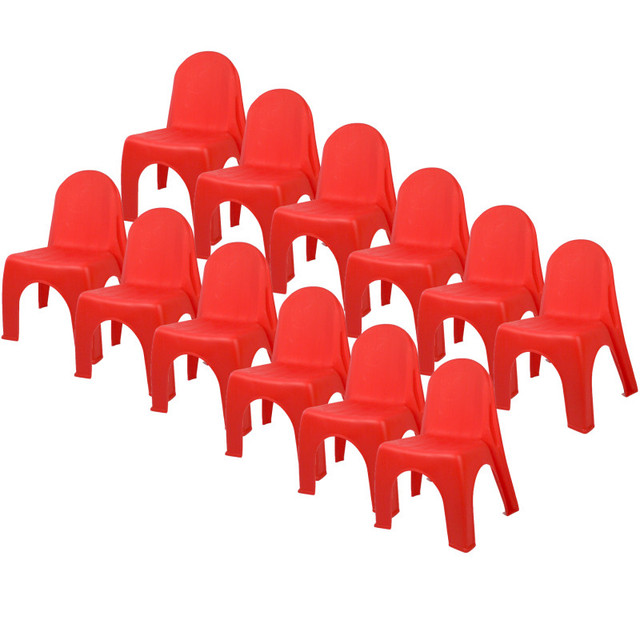 ROMANOFF PRODUCTS Romanoff Kid's Stacking Chairs, Red, Pack of 12