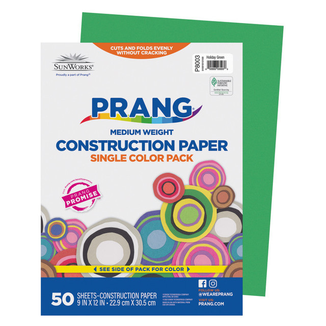 DIXON TICONDEROGA CO Prang® Construction Paper, Medium Weight, Holiday Green, 9" x 12", 50 Sheets