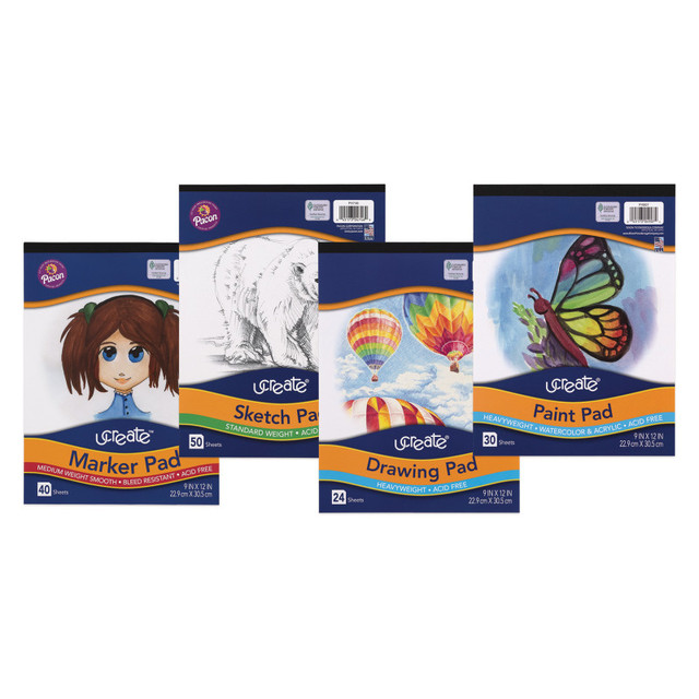 DIXON TICONDEROGA CO UCreate® Art Pad Bundle, 9" x 12", Sketch, Drawing, Paint, Marker, Set of 4