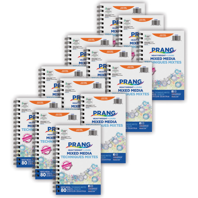 DIXON TICONDEROGA CO Prang® Mixed Media Journal, Heavyweight, 8-1/2" x 5-1/2", 80 Sheets, Pack of 12