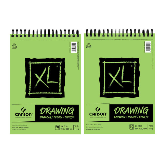 DIXON FINE ART Canson XL Series Drawing Pad, Top Wire Binding, 60 Sheet, 9x12 inch, Pack of 2