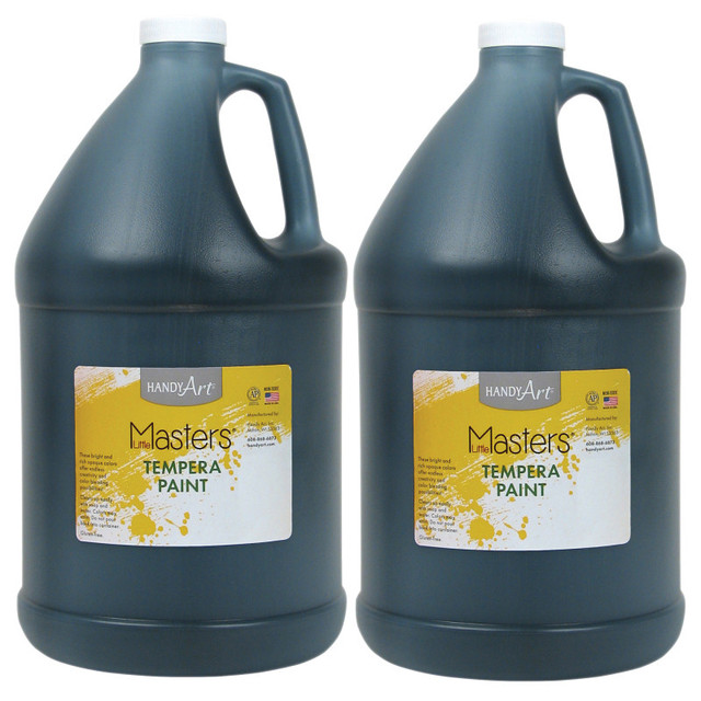 ROCK PAINT DISTRIBUTING CORP Handy Art® Little Masters® Tempera Paint, Black, Gallon, Pack of 2