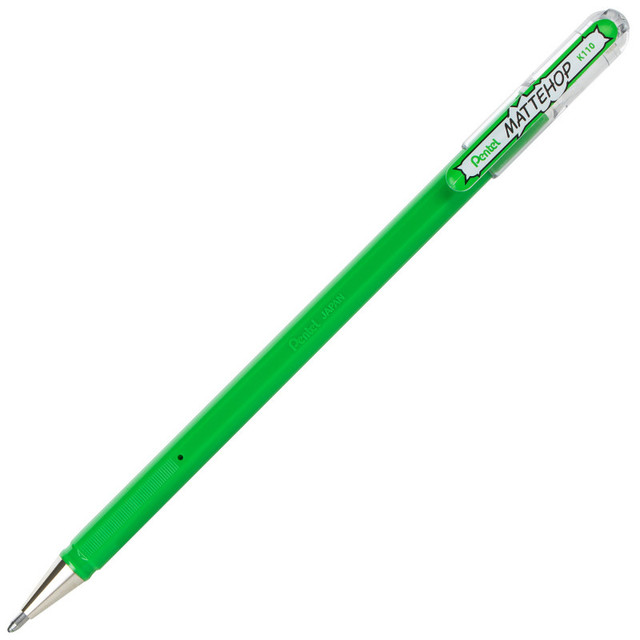PENTEL OF AMERICA Pentel Arts Hybrid MATTEHOP Gel Roller, 1.0mm, Matte Green Ink, Pack of 12