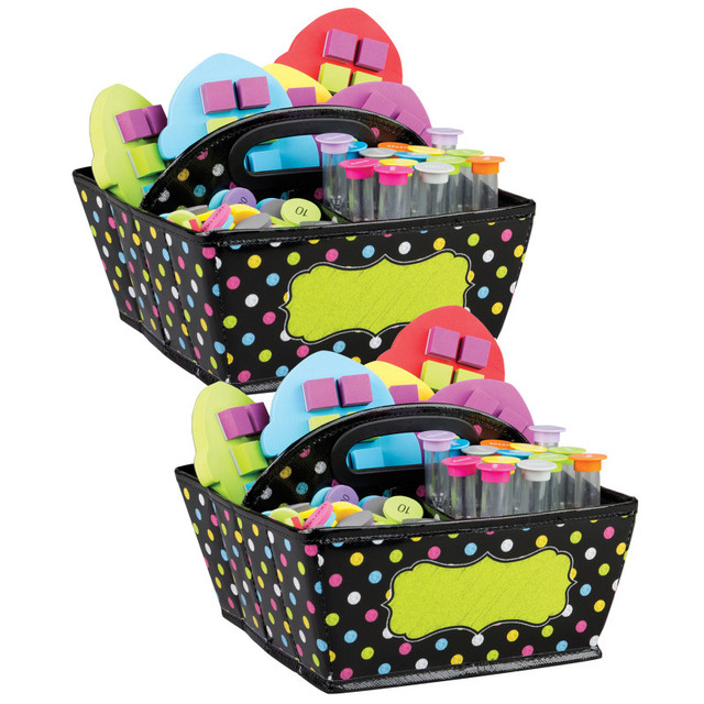 TEACHER CREATED RESOURCES Teacher Created Resources® Chalkboard Brights Storage Caddy, 9" x 9" x 6", Pack of 2