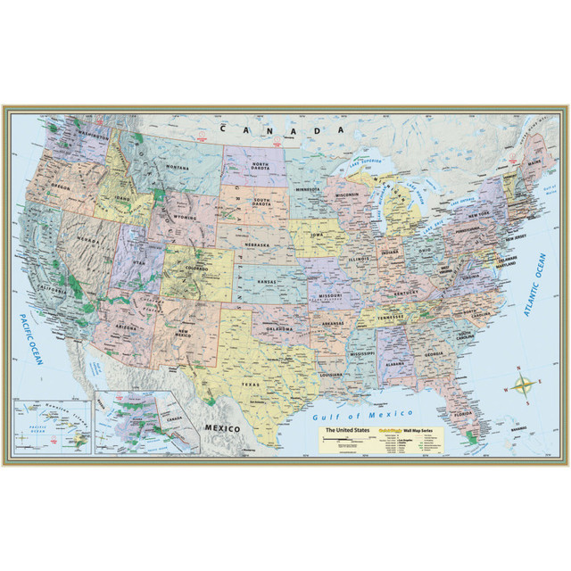 BARCHARTS, INC. QuickStudy® U.S. Map Laminated Poster, 50" x 32"