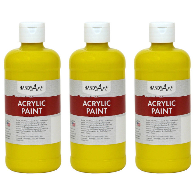 ROCK PAINT DISTRIBUTING CORP Handy Art® Acrylic Paint 16 oz, Chrome Yellow, Pack of 3
