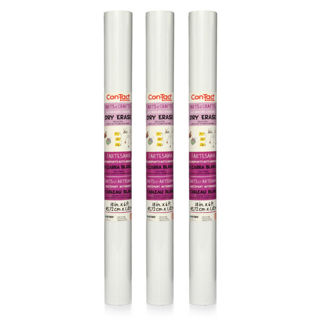 KITTRICH CORPORATION Con-Tact® Brand Adhesive Roll, Dry Erase, 18" x 6', Pack of 3