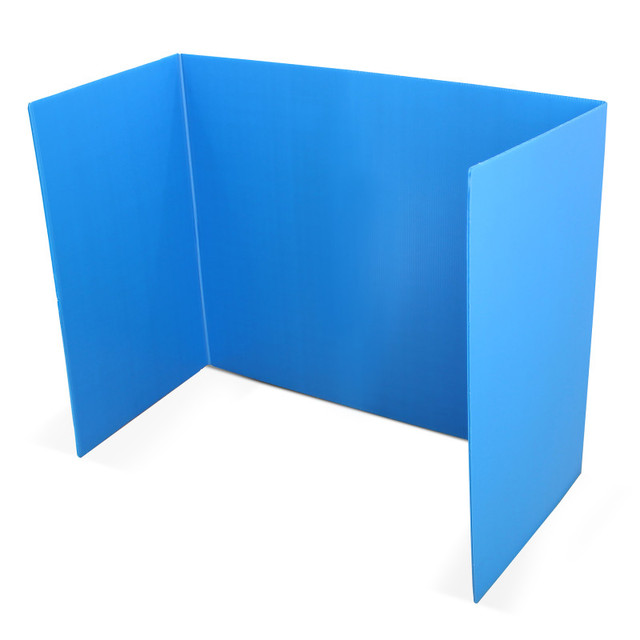 FLIPSIDE Flipside Products Blue Premium Corrugated Plastic Study Carrel, Pack of 12