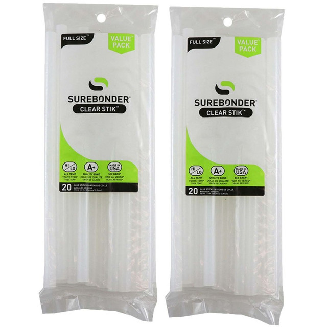 FPC CORPORATION Surebonder® Dual Temp Full Size Glue Stick, Clear, 10" x 7/16" 20 Per Pack, 2 Packs
