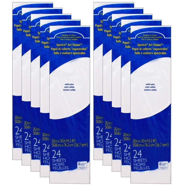DIXON TICONDEROGA CO Spectra® Deluxe Bleeding Art Tissue, White, 20" x 30", 24 Sheets Per Pack, 10 Packs