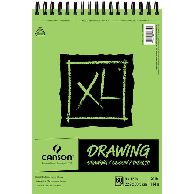 DIXON FINE ART Canson XL Series Drawing Pad, Top Wire Binding, 60 Sheet, 9x12 inch, 1 Count