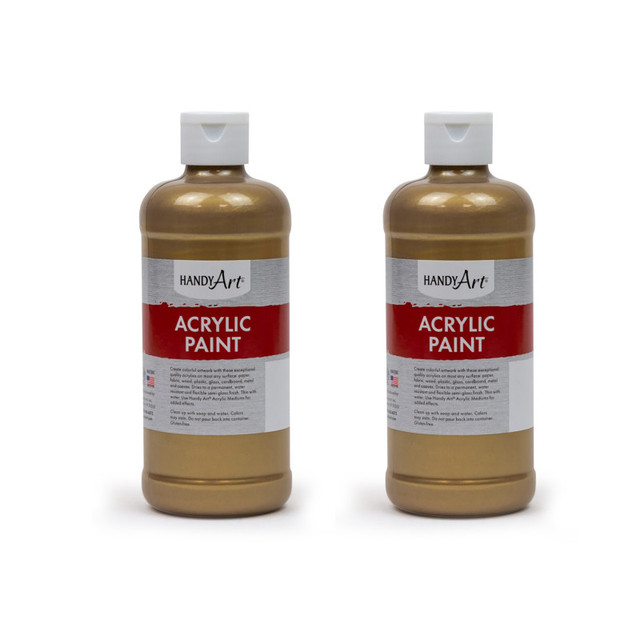 ROCK PAINT DISTRIBUTING CORP Handy Art® Metallic Acrylic Paint 16 oz., Gold, Pack of 2