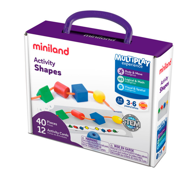 MINILAND EDUCATIONAL CORPORATION Miniland Activity Shapes, Giant Beads and Laces Set