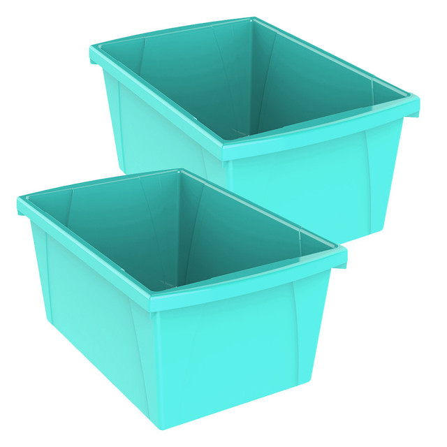 STOREX INDUSTRIES Storex Medium Classroom Storage Bin, Teal, Pack of 2
