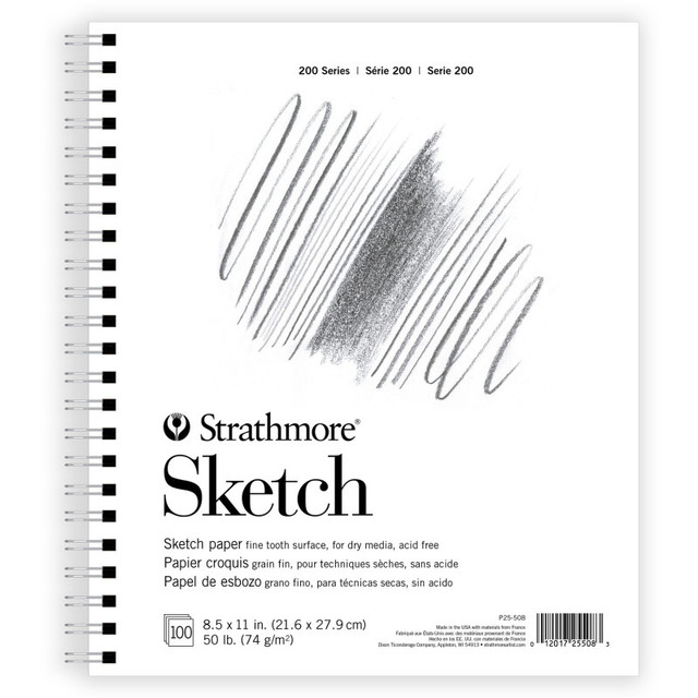 DIXON FINE ART Strathmore 200 Series Sketch Paper Pad, Wire Binding, 100 Sheet, 8.5x11 inch, 1 Count