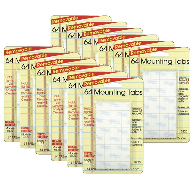 MILLER STUDIO Magic-Mounts® Removable Mounting Tabs, 1/2" x 1/2", 64 Per Pack, 12 Packs