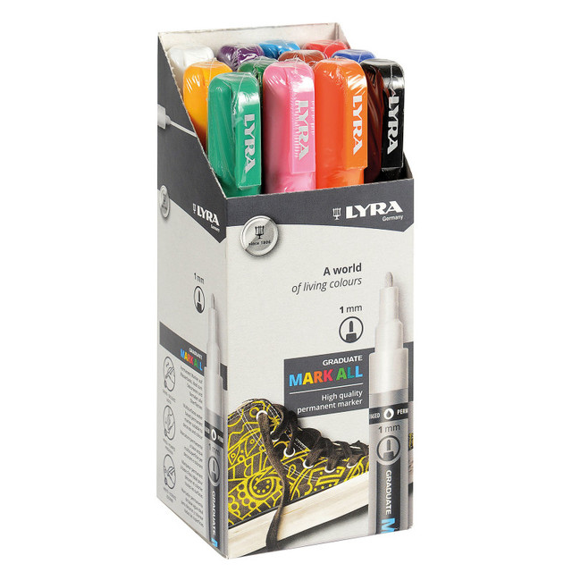 DIXON FINE ART Lyra® Graduate Mark All Permanent Paint Markers Set, Assorted Colors, 0.7mm XS Tip, 12 Pieces DIXON FINE ART Lyra® Graduate Mark All Permanent Paint Markers Set, Assorted Colors, 0.7mm XS Tip, 12 Pieces