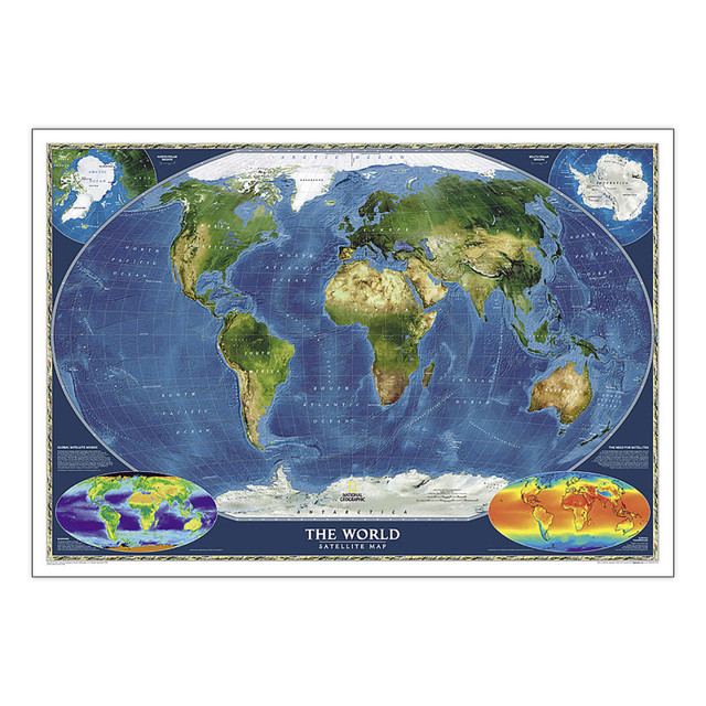 NATIONAL GEOGRAPHIC MAPS National Geographic World Satellite Map, Laminated, 43.5" x 30.5"