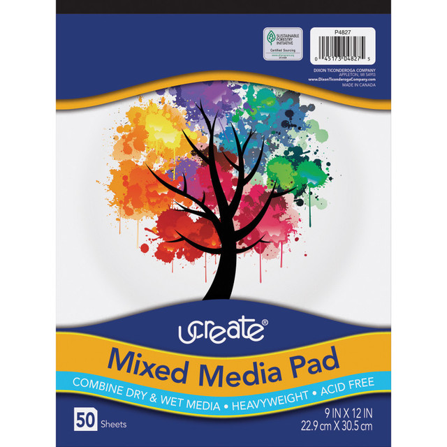 DIXON TICONDEROGA CO UCreate® Mixed Media Pad, 9" x 12", 50 Sheets