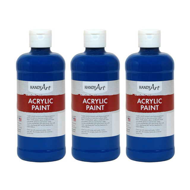 ROCK PAINT DISTRIBUTING CORP Handy Art® Acrylic Paint 16 oz, Ultra Blue, Pack of 3