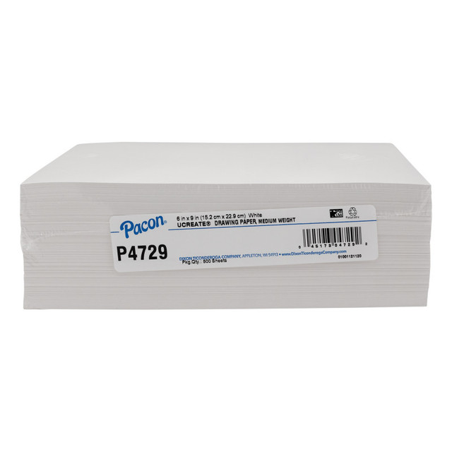 DIXON TICONDEROGA CO Pacon® Drawing Paper, White, Medium Weight, 50lb., 6" x 9", 500 Sheets