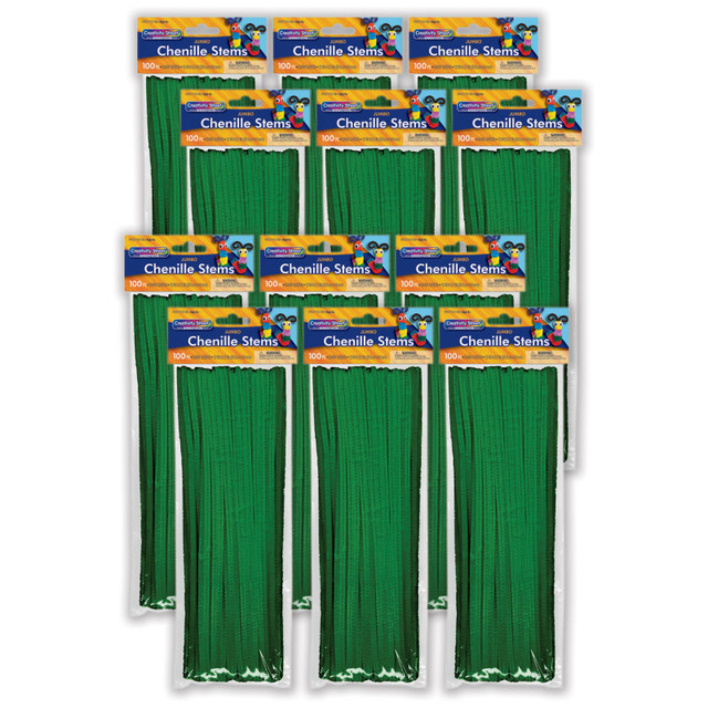 DIXON TICONDEROGA CO Creativity Street® Jumbo Stems, Dark Green, 12" x 6 mm, 100 Per Pack, 12 Packs