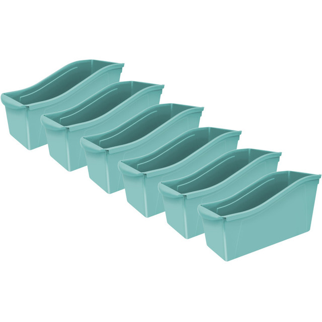 STOREX INDUSTRIES Storex Large Book Bin, Teal, Pack of 6
