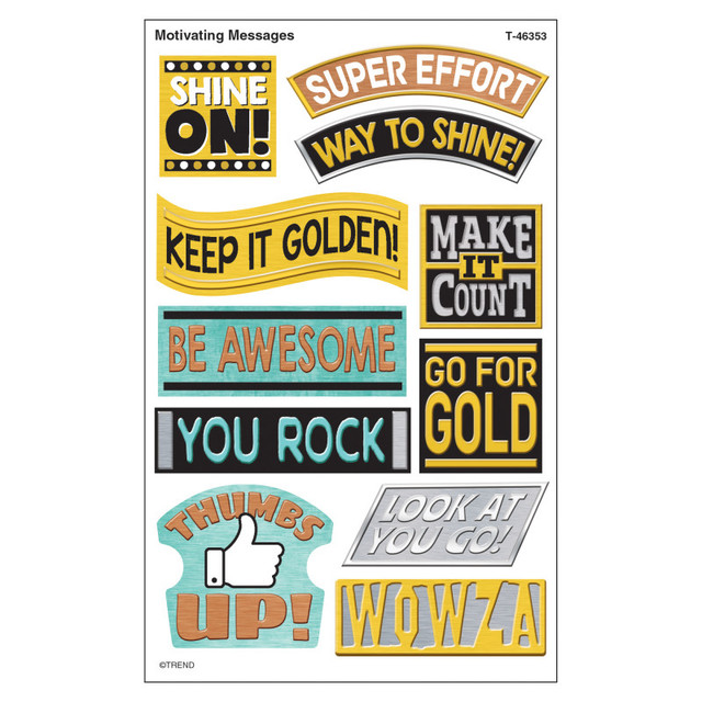 TREND ENTERPRISES INC. TREND I ♥ Metal Motivating Messages superShapes Stickers - Large, 88 Count