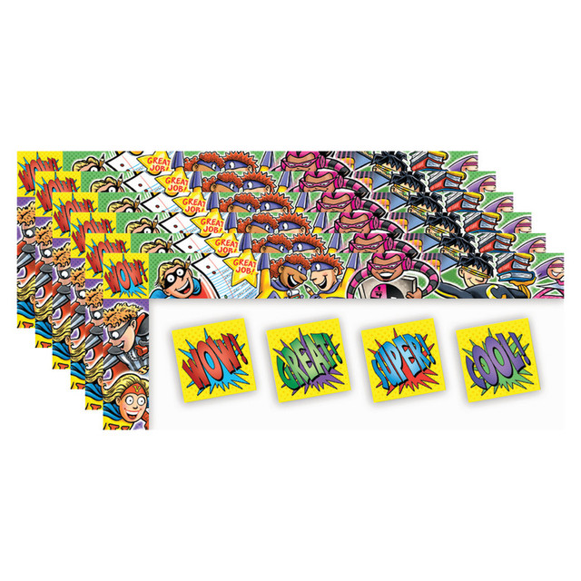 NORTH STAR TEACHER RESOURCE North Star Teacher Resources All Around The Board Trimmer, Superheroes, 43 Feet Per Pack, 6 Packs