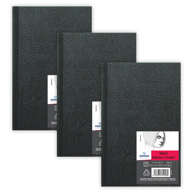 DIXON FINE ART Canson Artist Series Sketch Art Book, Black Cover, Hardbound, 108 Sheet, 4x6 inch, Pack of 3