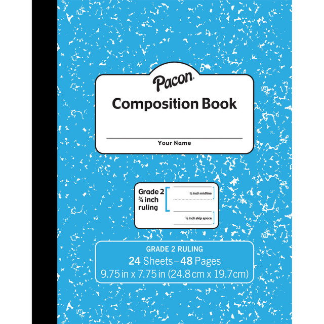 DIXON TICONDEROGA CO Pacon® Composition Book, Grade 2, Blue Marble, 3/4" x 3/8" x 3/8" Ruled, 9-3/4" x 7-3/4", 24 Sheets