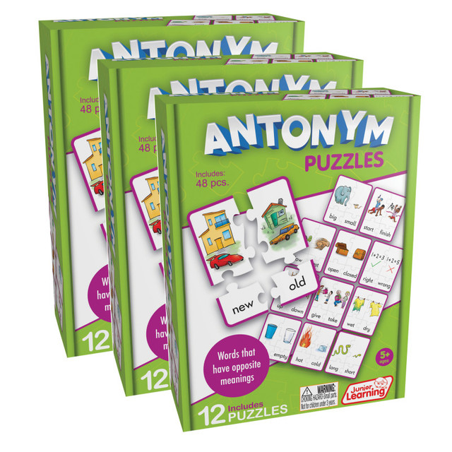 JUNIOR LEARNING Junior Learning® Antonym Puzzles, 12 Per Set, 3 Sets