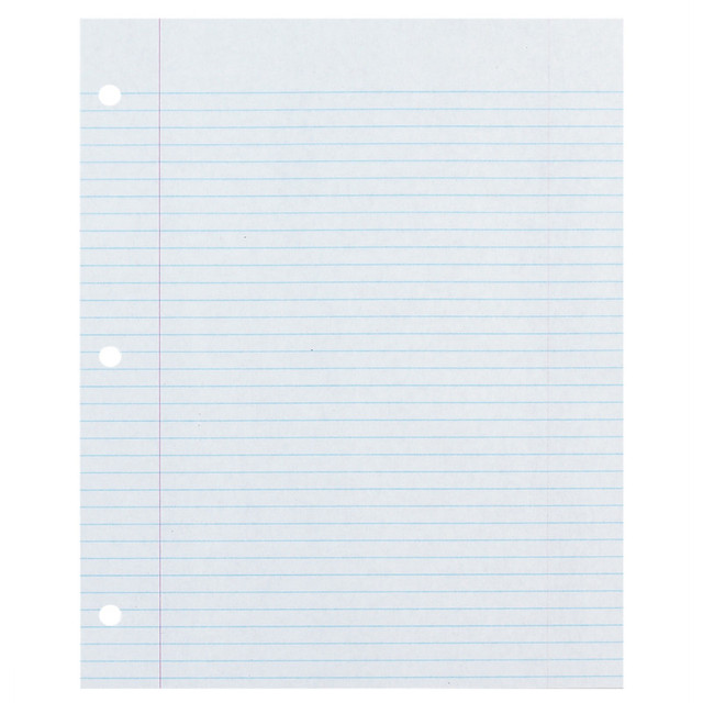 DIXON TICONDEROGA CO Ecology® Recycled Filler Paper, White, 3-Hole Punched, 9/32" Ruled w/ Margin 8-1/2" x 11", 500 Sheets