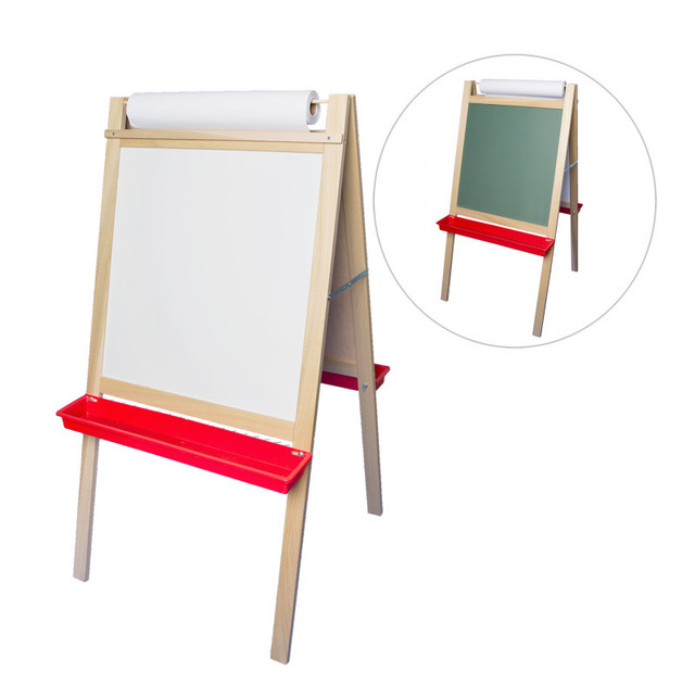 FLIPSIDE Crestline Products Deluxe Magnetic Paper Roll Easel, Green Chalkboard/White Dry Erase, 48"H x 24"W