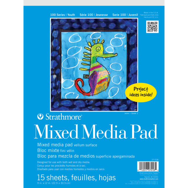 DIXON FINE ART Strathmore 100 Series Mixed Media Pad, 15 Sheet, 9x12 inch, 1 Count