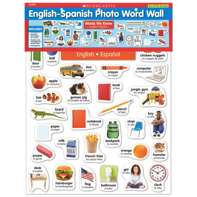 SCHOLASTIC TEACHING RESOURCES Scholastic Teaching Solutions English-Spanish Photo Word Wall Bulletin Board Set