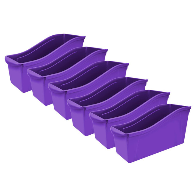 STOREX INDUSTRIES Storex Large Book Bin, Purple, Pack of 6