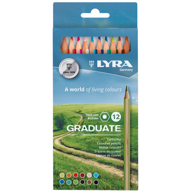 DIXON FINE ART Lyra® Graduate Colored Pencil Set, Assorted Colors, 12 Pieces